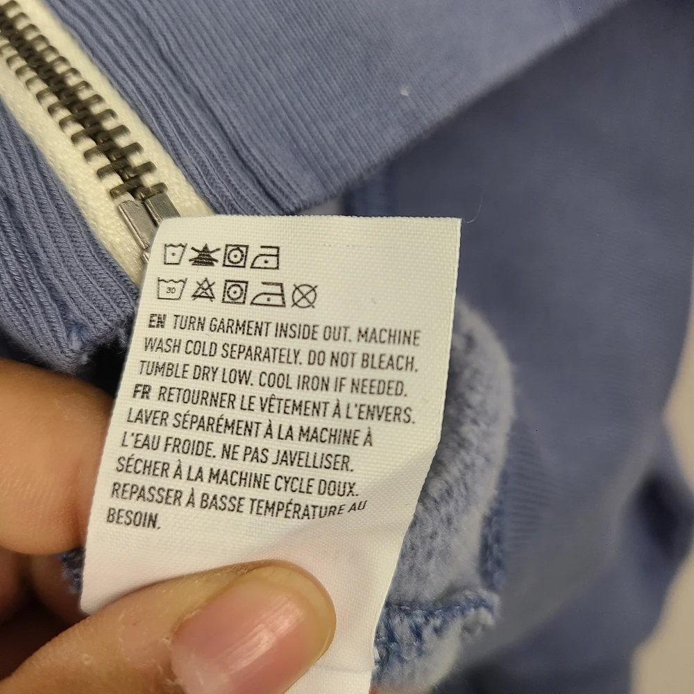American Eagle Blue-ish Purple-ish (Periwinkle) Cropped Batwing Zip Up Hoodie XL - Picture 4 of 6